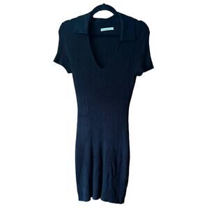 Abercrombie & Fitch Women's Polo Elevated Ribbed Knit Mini Dress Black Size ST